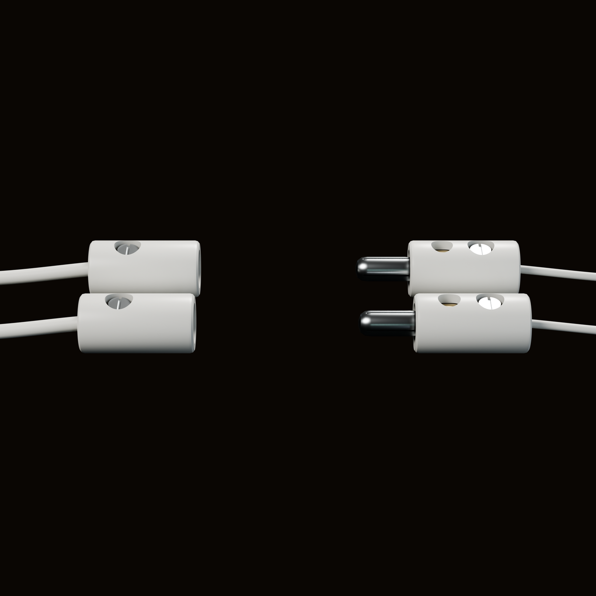 Zwei Muffen und zwei Zwergstecker, noch nicht zusammengesteckt